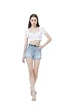 Laphilo Kurze Jeans Shorts für Damen mit Verzierungen, Kratzern und Rissen; Artikel & verschiedene Stile (Cod. V851, 835, 090, 140), B1051, XL