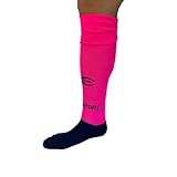 Lange, elastische Hockeysocken. Das Design mit technischen Stoffen für hohe Leistung (DE/NL/SE/PL, Alphanumerisch, L, Regular, Tall, Rosa Fluor-Navy)