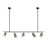 DRINGP Pendelleuchten, LED-Schienenleuchten, 5-flammige, verstellbare Deckenleuchter mit drehbarer Lampenfassung, Moderne lineare Pendelleuchte für Kücheninsel, Wohnzimmer, Schlafzimmer (SI