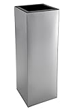 VIVANNO Einzel Zink Blumenkübel Block 80 cm, Silber inkl. Bewässerungssystem