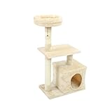 MNEVZX katzenbaum Kratzbaum, Kleiner Katzenturm, Katzenwohnung für Hauskatzen mit mit Sisal überzogenem Kratzbaum für Kätzchen und kleine Katzen katzenkratzbaum(AMT0044GY-GL)