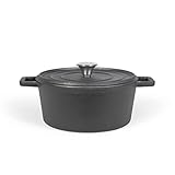 bmf-versand® Universal Gusseisen Bräter mit Deckel für alle Herdarten - Dutch Oven Backofengeeignet Induktionsgeeignet - Runder Gänsebräter 4 Liter 24 cm Durchmesser