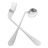 FRCOLOR Essen Hilfsset Für Senioren 1 Set Edelstahl Essbesteck Mit Gekrümmtem öffel Und Für Patienten Mit Eingeschränkter Mobilität Ergonomisches Design Ideal Für Eine Einfache