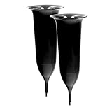 VonBueren Grabvase mit Erdspieß | 2 Stück | schwarz | ca. 25 x 9,8 cm | Friedhofsvase | Grab Blumenvase