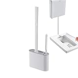 WC-Bürste und Halter Silikon Toilettenbürste mit müheloser Drainage Design | Toilettenbürste und Halter mit langem Griff ohne Bohren für WC Waschbecken Badewanne Wand