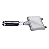 Gatuida Aluminiumlegierung Waffelbackform Antihaft Waffelbäcker Backform für Herd und Offenes Feuer mit Ergonomischem Griff und Hitzeschutz Einfach zu Verwenden und Platzsparend