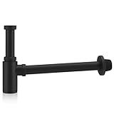 Siphon Schwarz, Siphon Waschbecken Schwarz Universal Abflussrohr Waschbecken 1 1/4' Design Siphon Röhrensiphon und Abfluss Stöpsel Pop Up Ablaufventil Ablaufgarnitur Flaschensiphon für Badezimmer