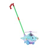 Schiebespielzeug Flugzeug für Kleinkinder 1-3 Jahre, Lauflernspielzeug mit abnehmbarem Stiel und Klingel, Nachziehspielzeug für Jungen und Mädchen- Blau