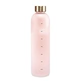 Pleayietoopiatiey Motivierende Wasserflasche mit Zeitmarkierung, auslaufsicher, für Fitnessstudio, Sport, Outdoor, Rosa