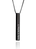 MYCLUSIV® Personalisierte Namenskette mit Gravur - Weihnachts-Geschenk für Männer - Personalisierter Schmuck-Anhänger für Papa - Herren Halskette aus Edelstahl (Schwarz)
