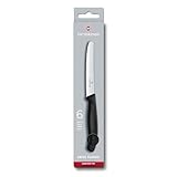 Victorinox Swiss Classic Tomatenmesser, Brotzeitmesser, 6-teilig, Scharfe Klinge, Wellenschliff, 11 cm, Rostfreier Stahl, schwarz