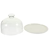 CIYODO Keramik Tortenständer mit Glasglocke 6 Zoll Weißer Kuchenteller Obst Vorgeschmackstablett für Party und Dessert