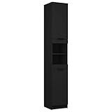 vidaXL Badschrank, Hochschrank für Badezimmer, Badezimmerschrank Schrank mit 6 Fächern, Badmöbel Badezimmermöbel, Modern, Schwarz Holzwerkstoff