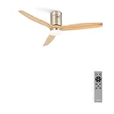 CREATE / WINDCALM/Deckenventilator Nickel Naturholzflügel mit Beleuchtung und Fernbedienung / 40W, Leise, Ø132 cm, 6 Geschwindigkeiten, Timer, DC-Motor, Sommer-Winterbetrieb