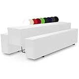 Beautissu gepolsterte Bierbank Husse & Biertisch Husse Komplettset – 5 TLG. Hussen Set 50 cm breite Festzeltgarnitur mit Sitzpolster in Weiß - Comfort M