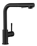 Sofetiy Wasserhahn Küche Schwarz, Küchenarmatur Ausziehbar, Hochdruck Armatur Küche, Mischbatterie Küche mit Brause Zwei Wasserstrahlarten, Einhebel Spültischarmatur Edelstahl 360° Drehung