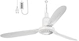 Sichler Haushaltsgeräte Deckenventilator: Mobiler XXL-Decken-Ventilator, 3 Flügel, Timer, Haken, 105 cm, 25 W (Deckenventilator 3 Flügel, Deckenventilator mit Kabel)