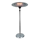 Tempo Style - Elektrischer Heizstrahler Saturno | Infrarot-Heizpilz mit elegantem Design | höhenverstellbar mit stabilem Fuß und Metallrahmen | ideal für Außen- und Innenbereich (Aluminium)