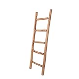UNUS Dekoleiter Holz, 120cm 5 Stufen, Old Look, Holzleiter Deko Leiter Wand Dekoration, Handtuchhalter stehend, gefertigt aus Eschenholz