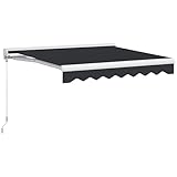 Outsunny Gelenkarmmarkise 2,5 x 2 m Elektrische Markise mit Handkurbel, Fernbedienung Wandmontage Sonnendach Balkonmarkise für Garten Alu Grau