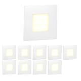 ledscom.de 10 Stück LED Treppenlicht/Wandeinbauleuchte FEX für innen und außen, eckig, 85 x 85mm, warmweiß