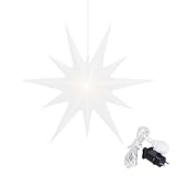 OVILUM Leuchtstern 2D mit LED Beleuchtung | weiß | |Ø 57 cm| 2D Stern | wetterfest | Garten Deko, Wohnzimmer, Weihnachtsdeko | Weihnachtsstern | mit Timer | 7,5m Zuleitung