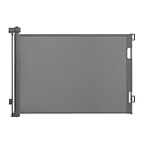 Relaxdays Türschutzgitter, ausziehbares Türschutzrollo bis 3 m, Bohrmontage, Kinderschutz, Treppenschutzgitter, grau