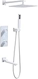 TATITZRO Concea Duschthermostat-Set, quadratisch, Regendusche, Dusche für Wasserhähne an der Badewanne, Schwarz, Weiß