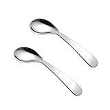 TOYANDONA 2 Stück Löffel Gebogenes Edelstahl Lernlöffel Beikost Löffel für Junge Mädchen Kinderleichtes Essen Lernen mit Sicherem Glatten Abschluss und Ergonomischem Design für Geringere