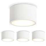 KYOTECH 4x LED Aufbauspots - 3000K Deckenspots Weiß Matt 6W 550LM GX53 LED Aufbaustrahler - Ø95x55mm Aufputz 230V Aufbauleuchte Deckenlampe Spots Deckenleuchte für Schlafzimmer Wohnzimmer