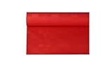 Papstar Papiertischtuch / Tischtuchrolle mit Damastprägung, rot (1 Stück), 8 x 1.2 m, einfaches Zuschneiden, für Haushalt oder jegliche Outdoor-Events, #18598
