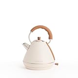 CREATE/KETTLE RETRO L/Elektrischer Wasserkocher Cremeweiß/Schnelles Aufkochen, Fassungsvermögen 1,7L, Abschaltautomatik, Anti-Kalk-Filter, Wasserstandsanzeige, Ø19cm, 2200W
