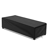 1 Stück Gartenliege Abdeckung mit verstellbarem Kordelzug, Wasserdicht, UV-Beständiges, reißfest, Schwerlast 500D Oxford Sonnenliege Abdeckung, schutzhülle für Gartenliege 200 x 68 x 30cm - Schwarz