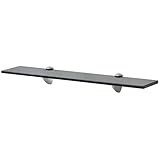 vidaXL Wand Regal Glasregal Glasboden Glasablage Badregal Schwarz 60x10 cm 8 mm