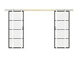 Vente-unique-Doppel-Schiebetür mit Galandage-System - Aluminium & Sicherheitsglas mattiert - 2 x 205 cm x 63 cm - SINCA II