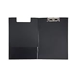 Idena 11375 - Klemmbrettmappe für DIN A4, Hochformat, PVC beschichtetes Clipboard in Schwarz, mit Deckel