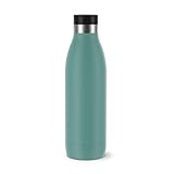 Emsa Bludrop Isolier-Trinkflasche, 0,7 Liter, 100% dicht, Quick-Press Verschluss, Ergonomischer 360° Trinkgenuss,12h warm, 24h kühl, einfache Reinigung, Edelstahl, Pulverbeschichtung, Petrol, N31110