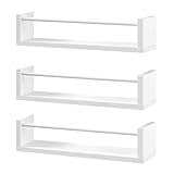 WOLTU Wandregal Bücherregal, Schweberegale mit 3 Ablagen, Regale für Buchaufbewahrung, für Wohnzimmer Schlafzimmer, Weiß, RG9508ws