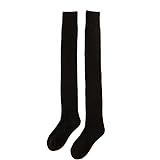 Frauen stricken Oberschenkel hohe Socken Overknee hohe Beinlinge Winter lange Stiefelstrümpfe Warme Socken (A, One Size)