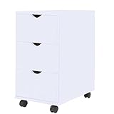 Schubladenelement 33×45×60 cm Weiß,Praktischer Rollcontainer mit 3 Schubladen und Rollen Weiß Aufbewahrungsschränke, Schließfächer