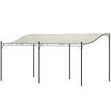 Outsunny Anbaupavillon Pergola mit Dach, Wasserabweisend Pavillon Vordach, freistehend Gartenpavillon Terrassenpavillon Überdachung Sonnenschutz für Terrasse Garten ca. 3x5x2,5 m Cremeweiß