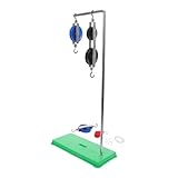 Ipetboom Physik Flaschenzug Set mit Ständer Blauen Umlenkrollen Roter Haken Schwarzem Doppelrad Seilen Robustes Präzises Experimentier set für Schüler und Lehrkräfte