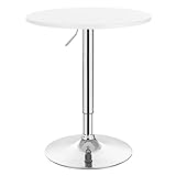 WOLTU Bartisch Stehtisch, höhenverstellbarer Tisch 68-88 cm, multifunktionaler Partytisch in Wohnzimmer Küche Balkon, Bistrotisch aus MDF Metall, Weiß