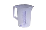 hünersdorff Messbecher 3l | Polypropylen (PP) | bruchsicher und spülmaschinengeeignet | geschlossener Griff | blaue Skala, Transparent+blau