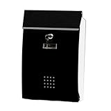 Moderner Briefkasten zur Wandmontage, mit Schlüsselschloss und wetterfester Zeitungsbox, Eisenkunst-Design, ideal für den Außenbereich, Kunststoff, Schwarz