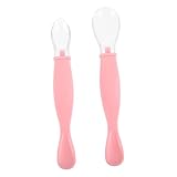 IWOWHERO 2St Löffel Essbesteck Kleinkind Babyutensilien kindergeschirrsets kinderbesteck schüssel geschirr für kinder gadgets Babybesteck Kleinkinder-Utensilien Kieselgel Rosa