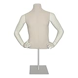 Casual Herren-Torso mit Stoffüberzug, Schaufensterpuppe Oberkörper auf Tischständer, GDB105