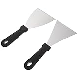 DOITOOL 2 Stück 2 teiliges Edelstahl Grillspachtel Kunststoffgriff Multifunktionale Teppanyaki Pfannenwender für Steak Burger Pfannkuchen Hitzebeständig Rostfrei Küchenhelfer für Grill