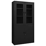 Festnight Aktenschrank abschließbar Schließfachschrank aufbewahrungsschrank Spind Schrank Büroschrank Stahlschrank-Schwarz-90 x 40 x 180 cm