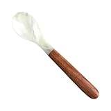Löffel für Kaviar, Perlmuttlöffel - Obstkuchengabel, Kaviarlöffel mit Holzgriff, Löffel mit natürlicher Muschel, Löffel aus Perlmutt zum Servieren von A